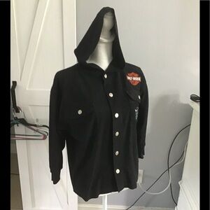 Harley-Davidson Hooded black durable Jacket LOGO. Size Medium